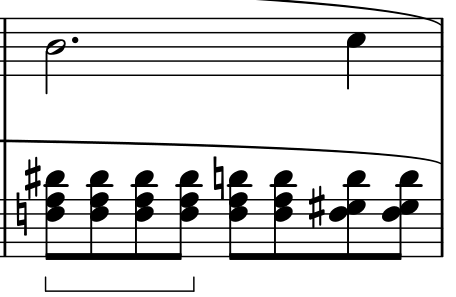 Bar 3 detail: upper D-sharp4 falls to D4, followed by middle A3 falling to G-sharp3