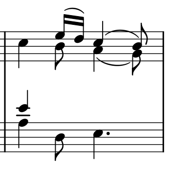 Bar 4 close-up, ending with right-hand B4 above E3 in the bass